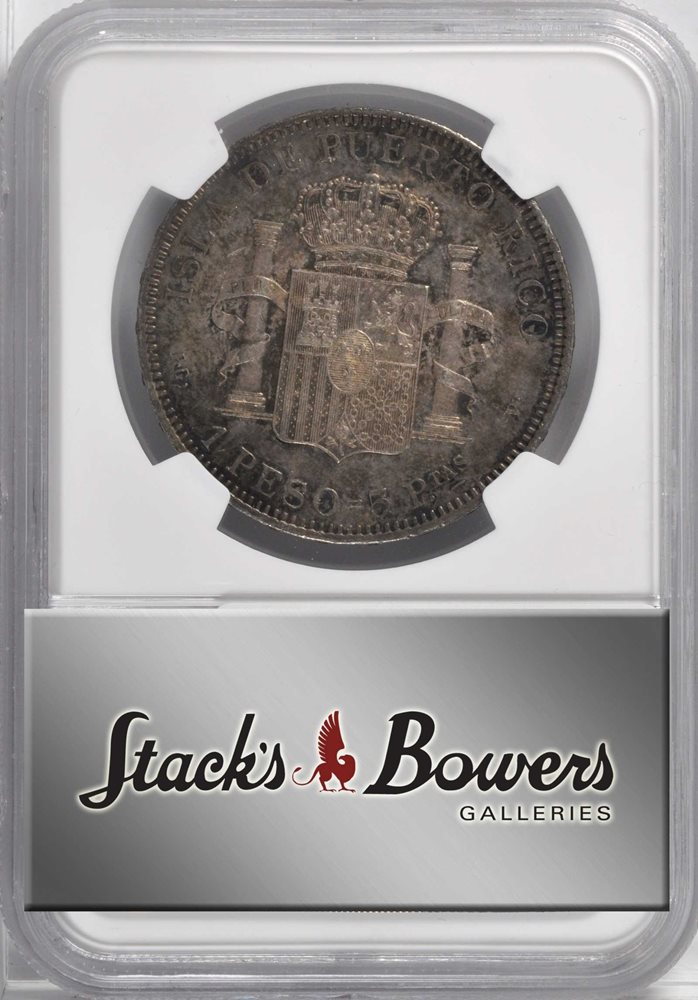 PUERTO RICO. Peso, 1895-PGV. NGC AU-58., AU58 - PCGS Auction