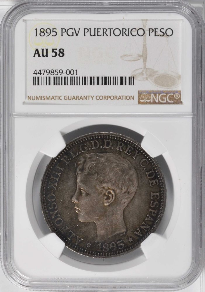 『NGC AU DETAILS』プエルトリコ1ペソ銀貨（1895年） NGC AU DETAILS』プエルトリコ1ペソ銀貨（1895年）