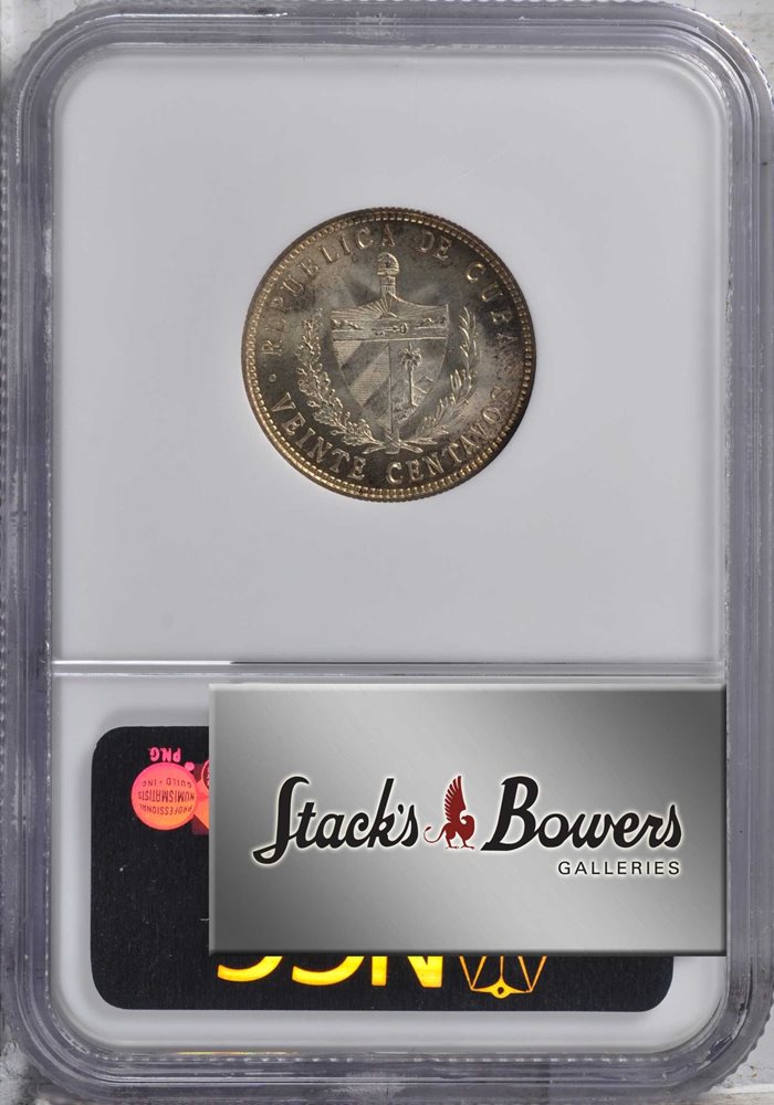 CUBA. 20 Centavos, 1915. NGC MS-63., MS63 - PCGS Auction Prices