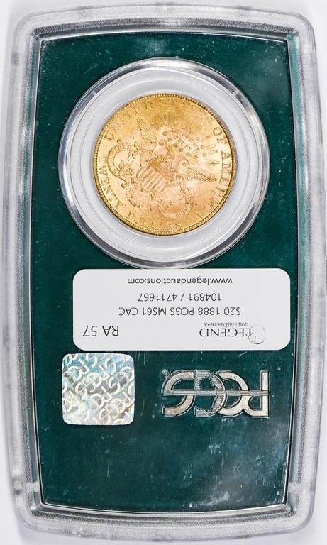 $20 1888 PCGS MS61 CAC REGENCY HOLDER + BAG, MS61 - PCGS Auction