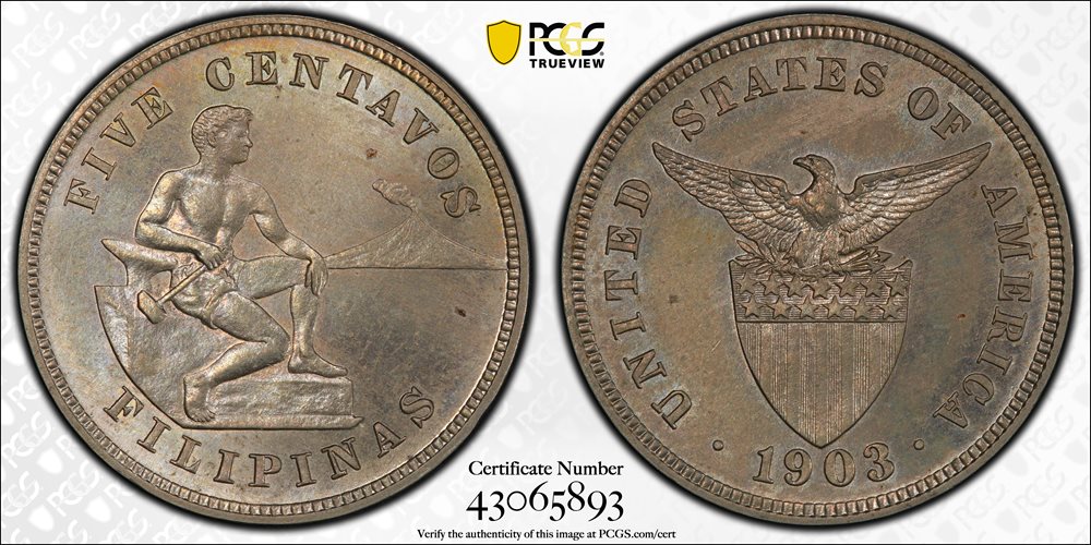 PHILIPPINES. 5 Centavos, 1903. Philadelphia Mint. PCGS PROOF-64