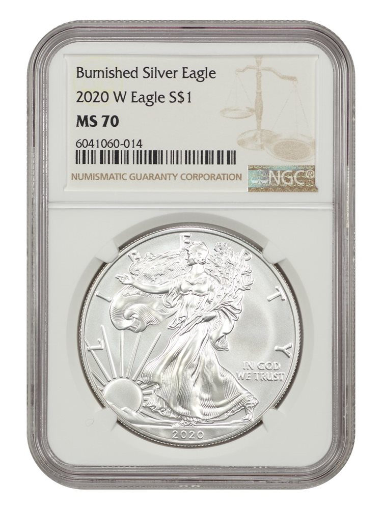 2020-W Silver Eagle $1 NGC MS70 (Burnished), MS70 - PCGS Auction