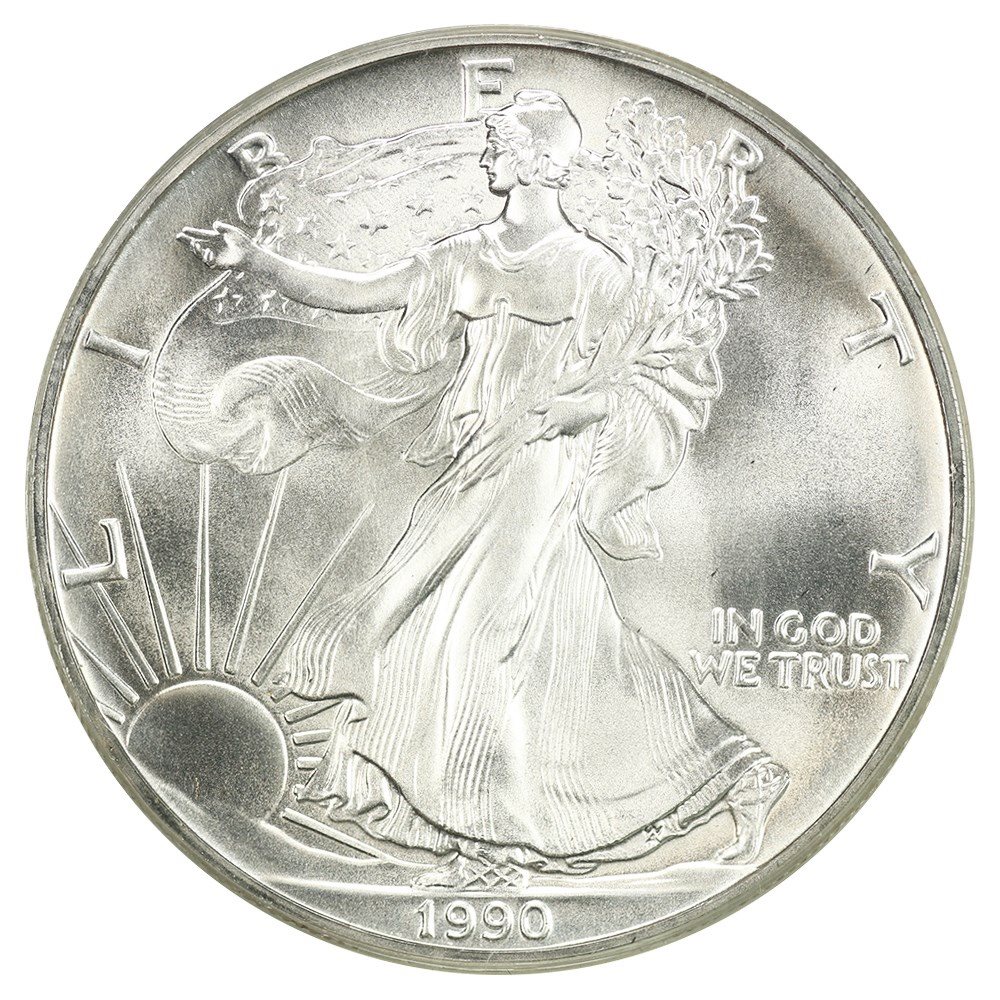 1990年 アメリカ「イーグル・ウオーキング リバティ」純銀 1オンス 銀貨 ▽アメリカ 1990年 1oz 1オンス 銀貨 シルバーイーグル ウォーキング