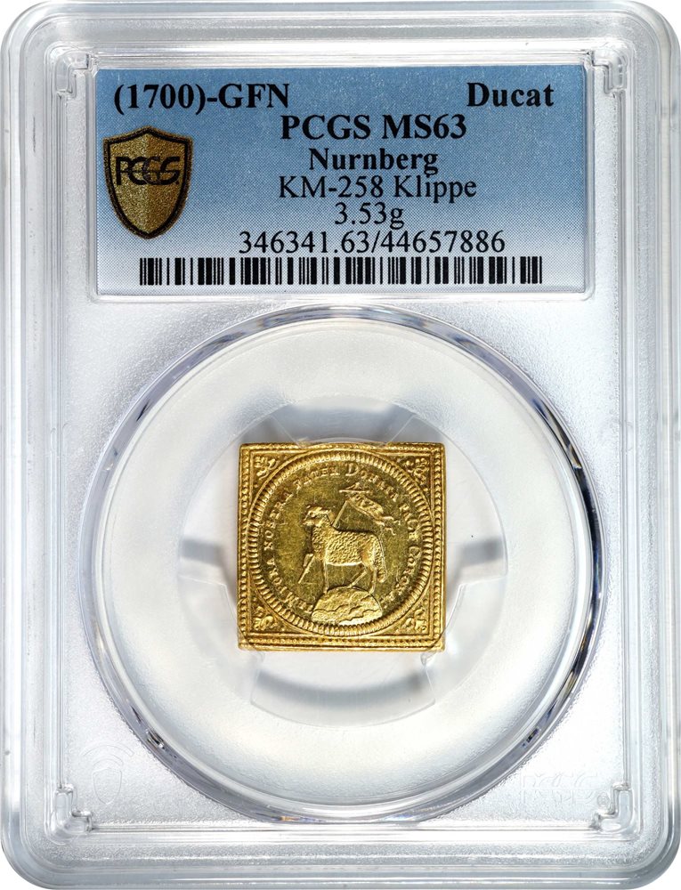 GERMANY. Nuremberg. Ducat Klippe, 1700-GFN. PCGS MS-63