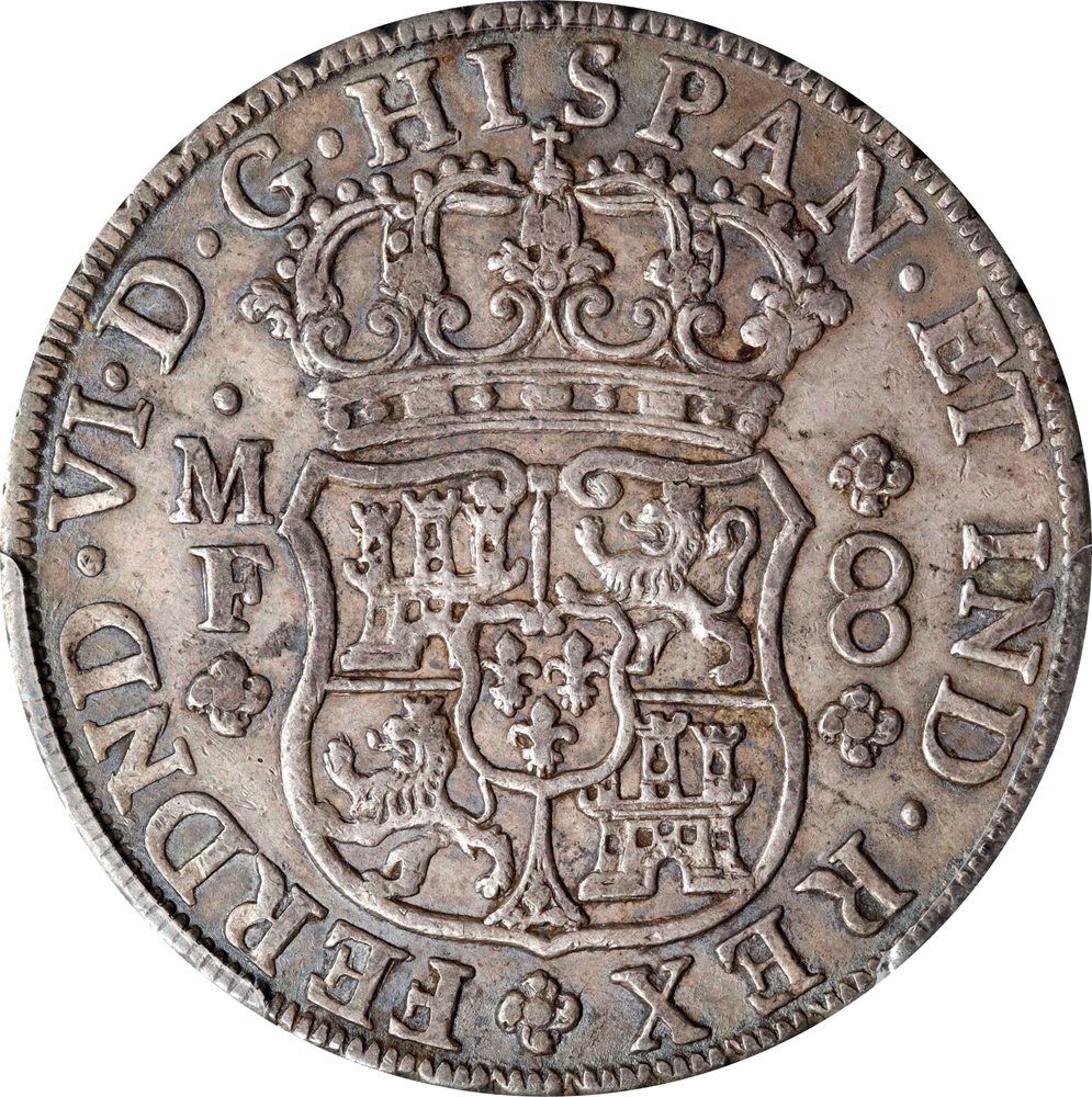 MEXICO. 8 Reales, 1754-Mo MF. Mexico City Mint. Ferdinand VI