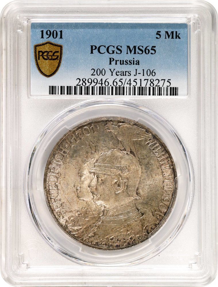 GERMANY. Prussia. 5 Mark, 1901. Berlin Mint. Wilhelm II. PCGS MS