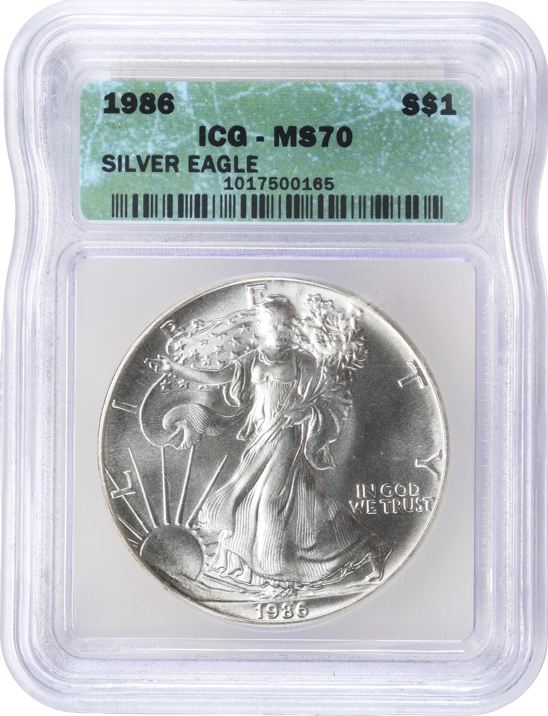 1986 Silver Eagle. MS-70 (ICG)., MS70 - PCGS Auction Prices