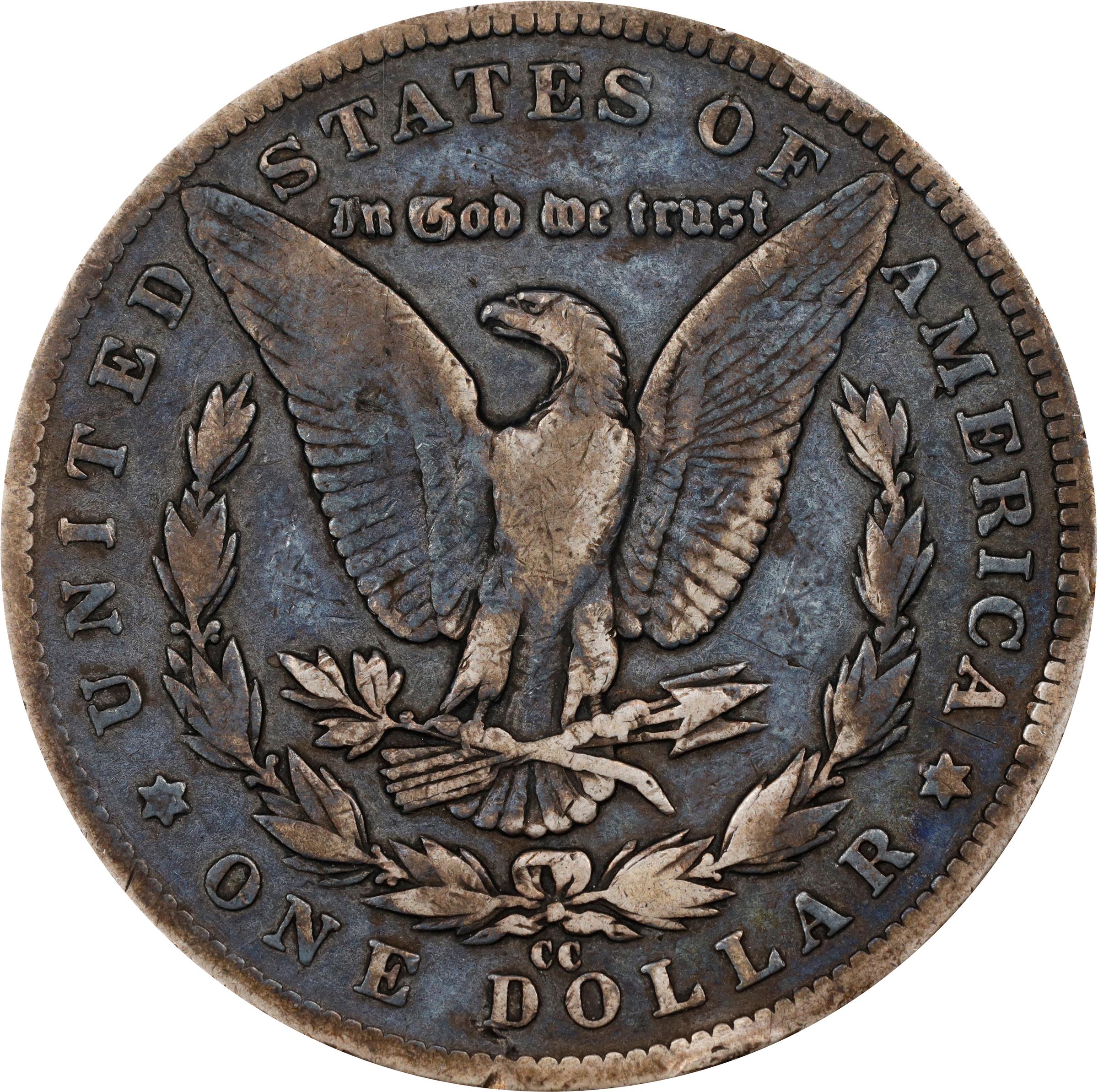 1889-CC Morgan Silver Dollar. Fine Details--Environmental Damage