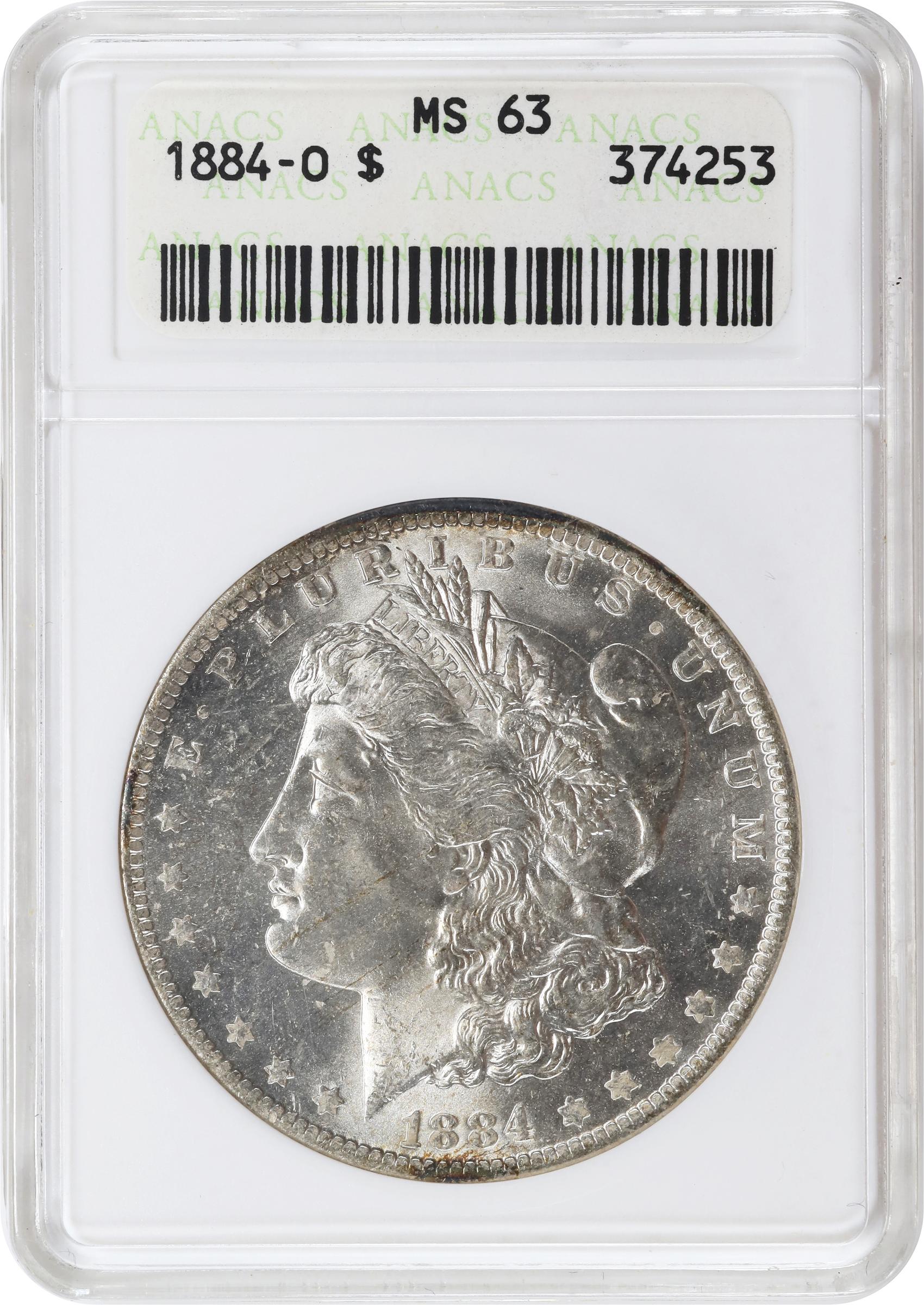 1884-O Morgan Silver Dollar. MS-63 (ANACS). OH., MS63 - PCGS