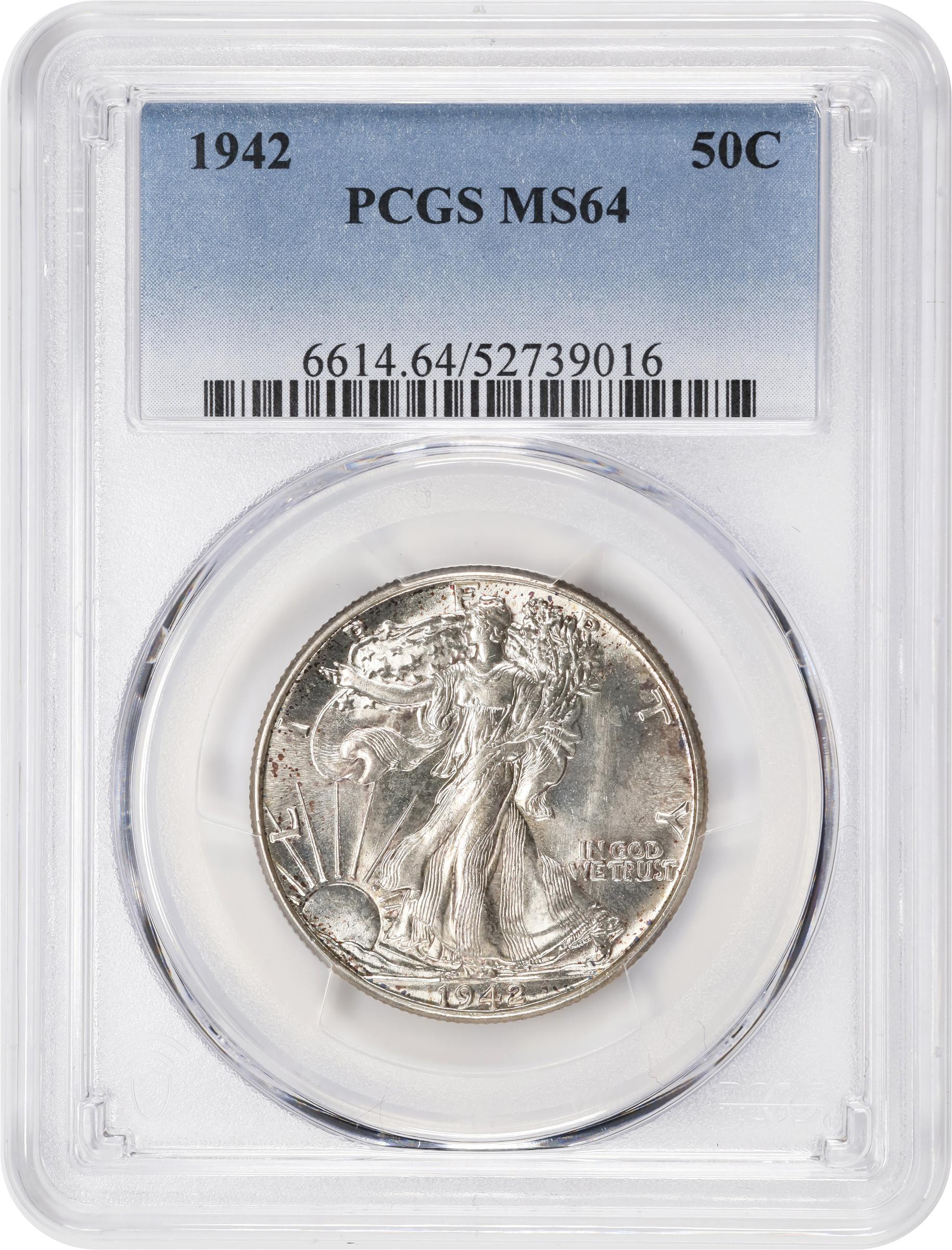 1942 Walking Liberty Half Dollar. MS-64 (PCGS)., MS64 - PCGS