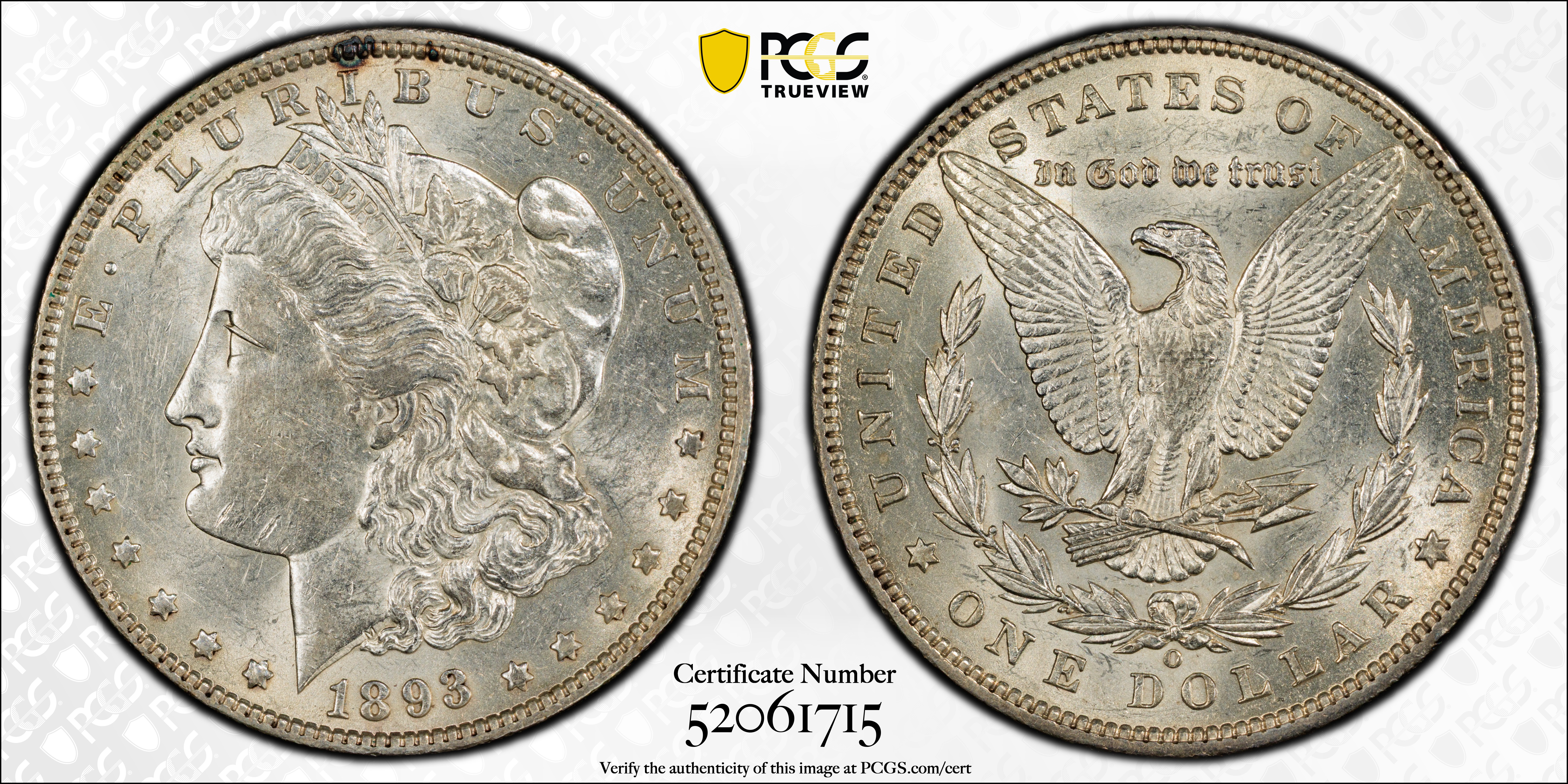 1893-O Morgan Silver Dollar. AU-55 (PCGS)., AU55 - PCGS Auction Prices