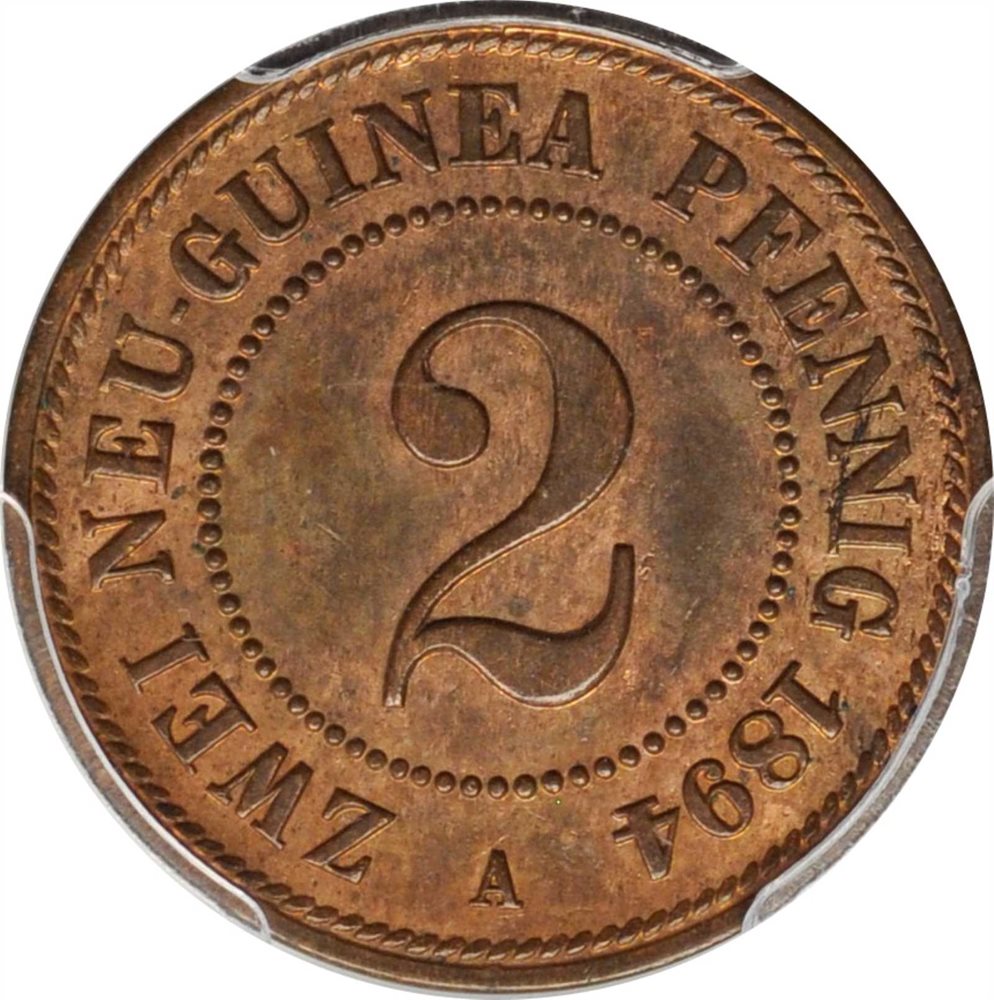 GERMAN NEW GUINEA. 2 Pfennig, 1894-A. Berlin Mint. PCGS MS-63