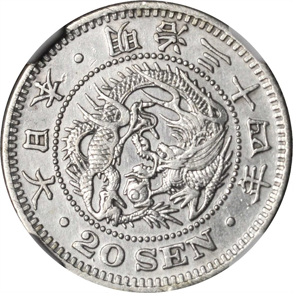 JAPAN. 20 Sen, Year 34 (1901). NGC AU Details--Surface