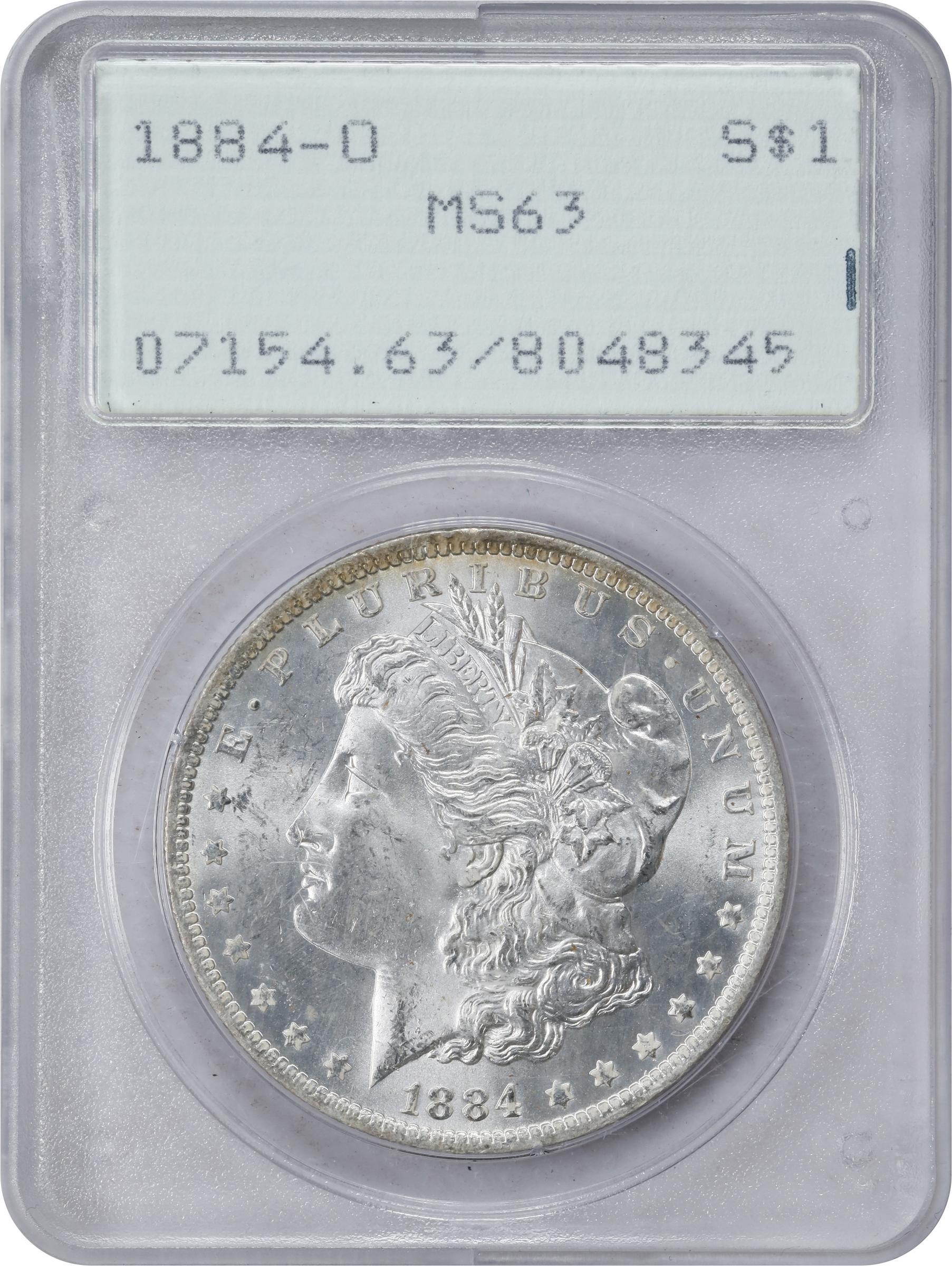 1884-O Morgan Silver Dollar. MS-63 (PCGS). OGH Generation 1.2