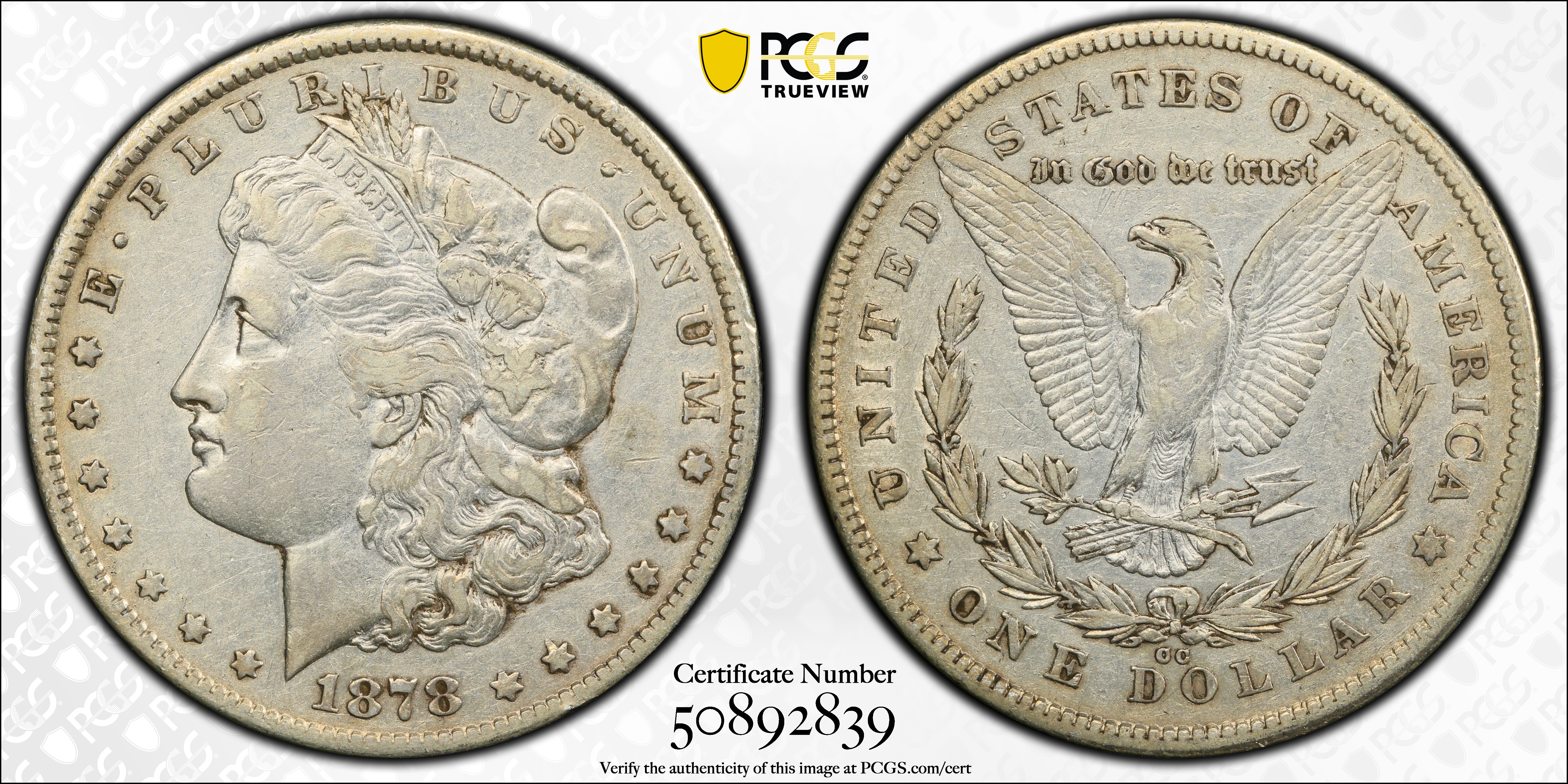 招*@様 1877年 ロシア ポリチナ ラージイーグル銀貨　PCGS AU50ハ 1878-CC Morgan Silver Dollar. 65 Degree Rotated Reverse. EF-40