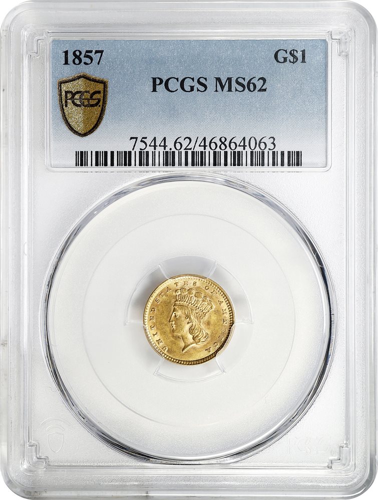 万延二朱判金 PCGS MS62（スラブ入り） 1857 Gold Dollar. MS-62 (PCGS)., MS62 - PCGS Auction Prices