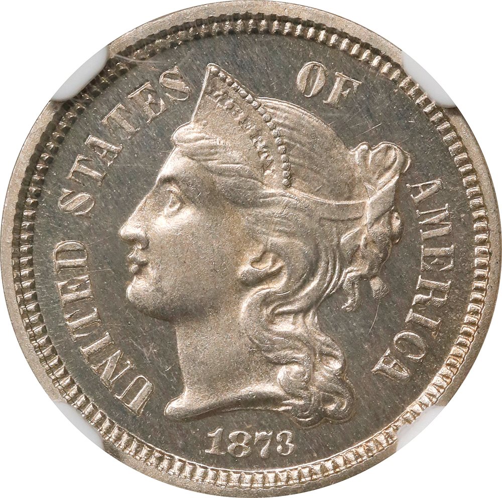ニコラス出品 1873 Nickel Three-Cent Piece. Close 3. Proof-64 Cameo (NGC
