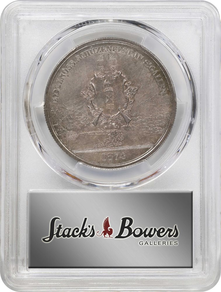 SWITZERLAND. St. Gallen Shooting Festival 5 Francs, 1874. PCGS MS