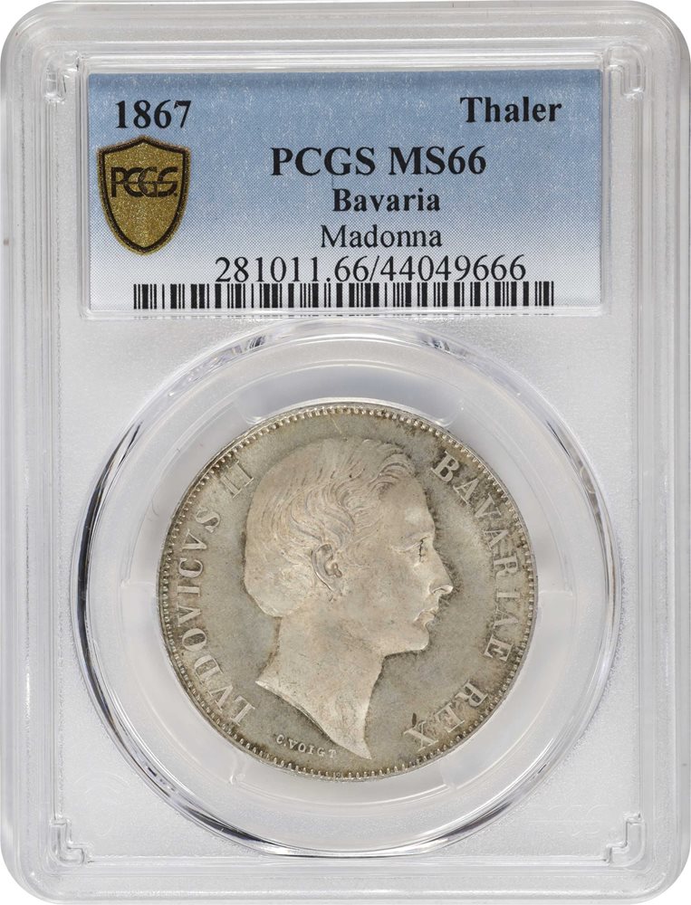 GERMANY. Bavaria. Taler, 1867. Ludwig II. PCGS MS-66., MS66 - PCGS