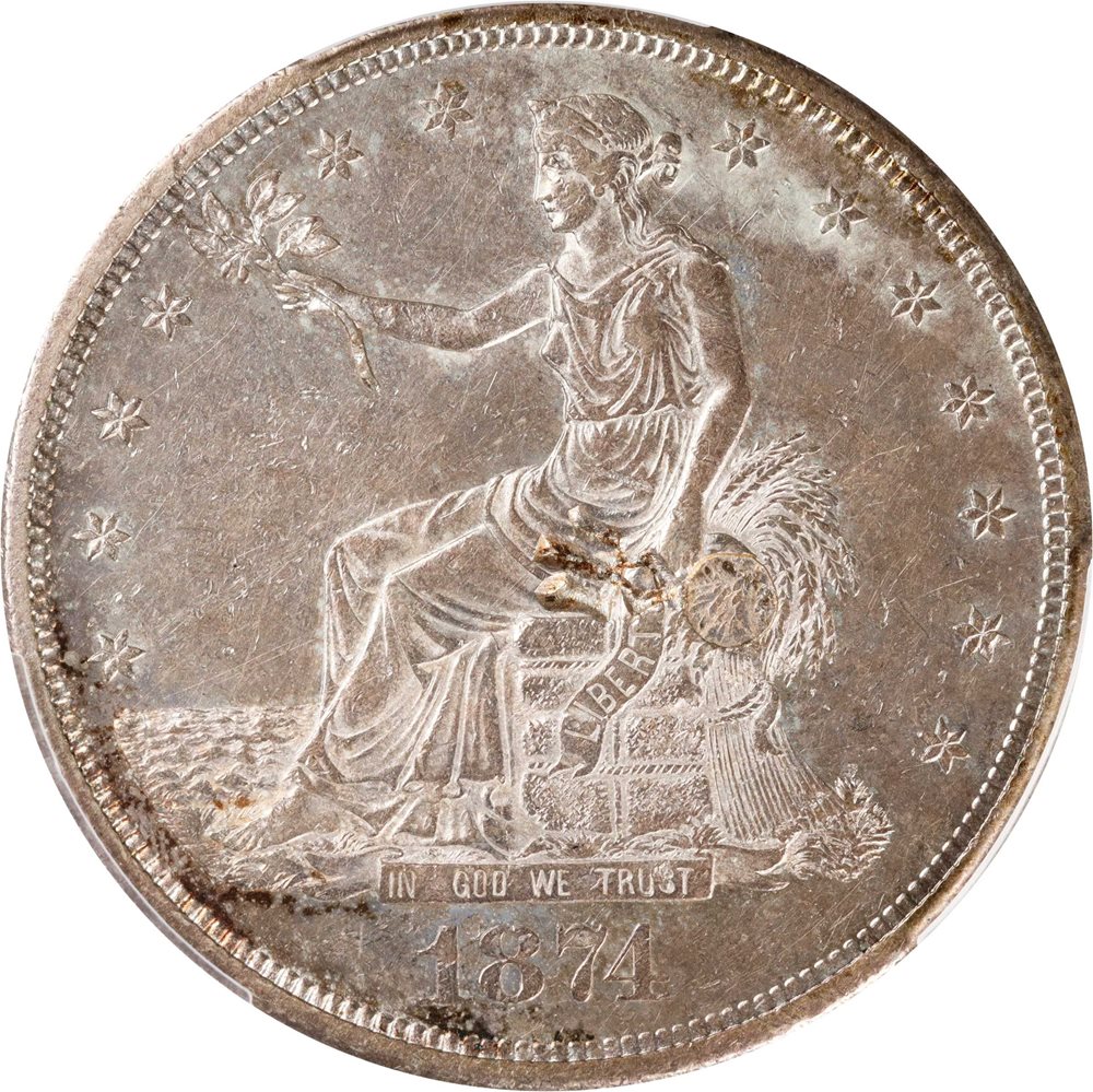 UNITED STATES OF AMERICA. Trade Dollar, 1874-CC. Carson City Mint