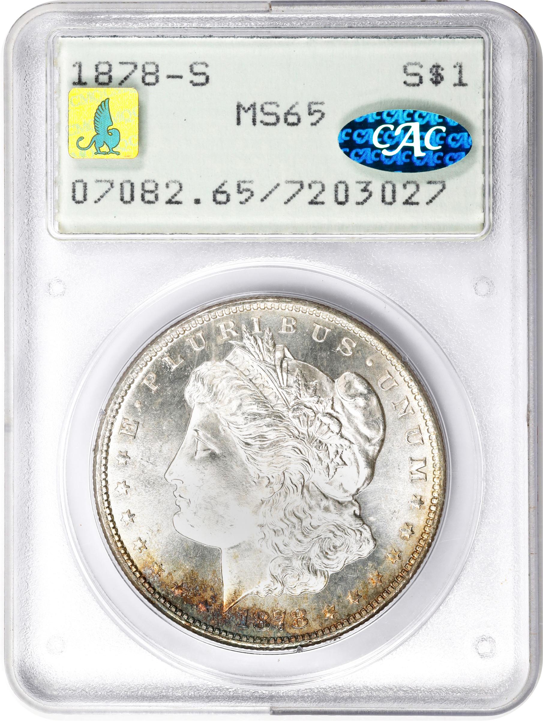 1878-S Morgan Silver Dollar. MS-65 (PCGS). CAC. CMQ-X. OGH Rattler