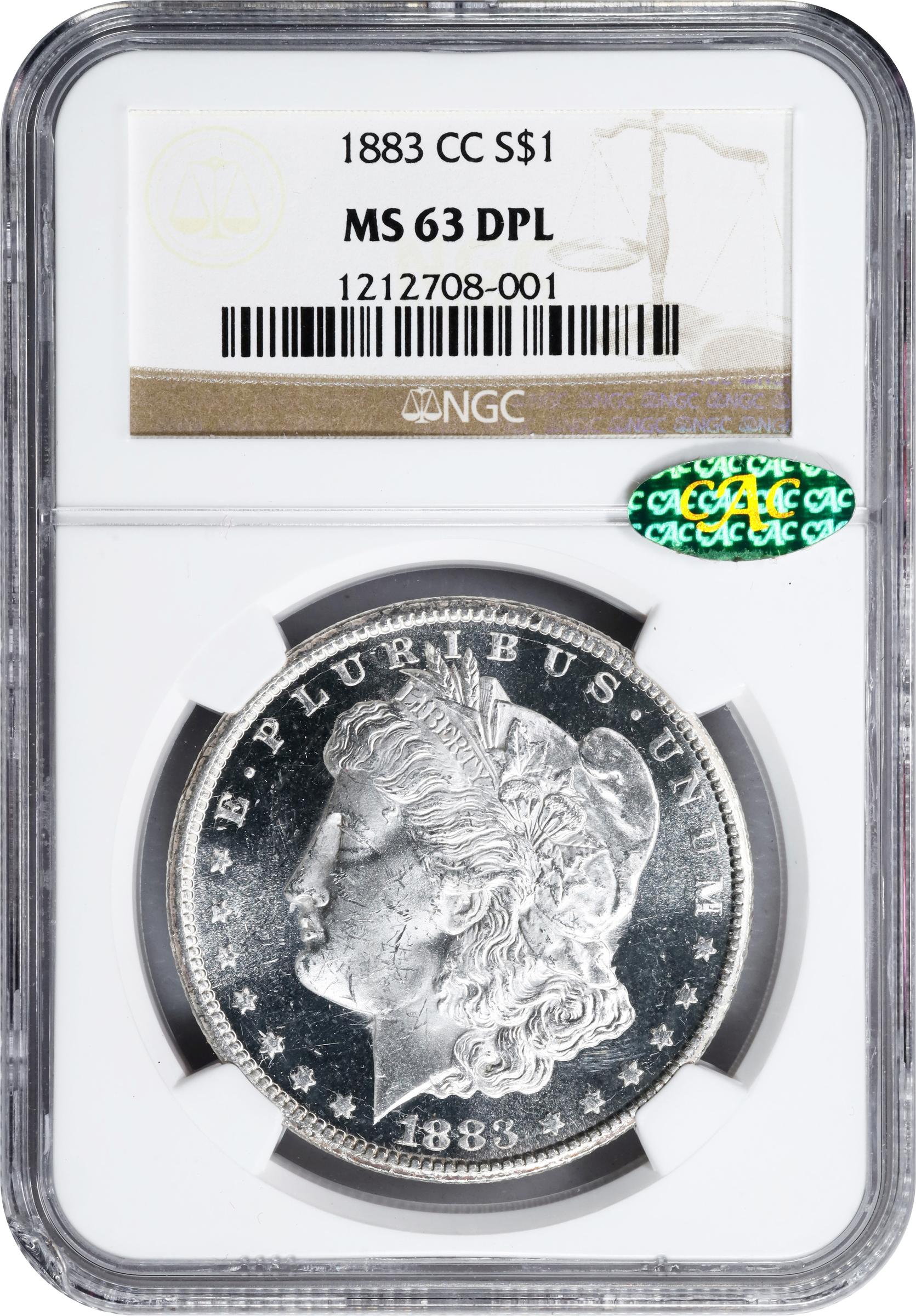 1883-CC Morgan Silver Dollar. MS-63 DPL (NGC). CAC., MS63DMPL