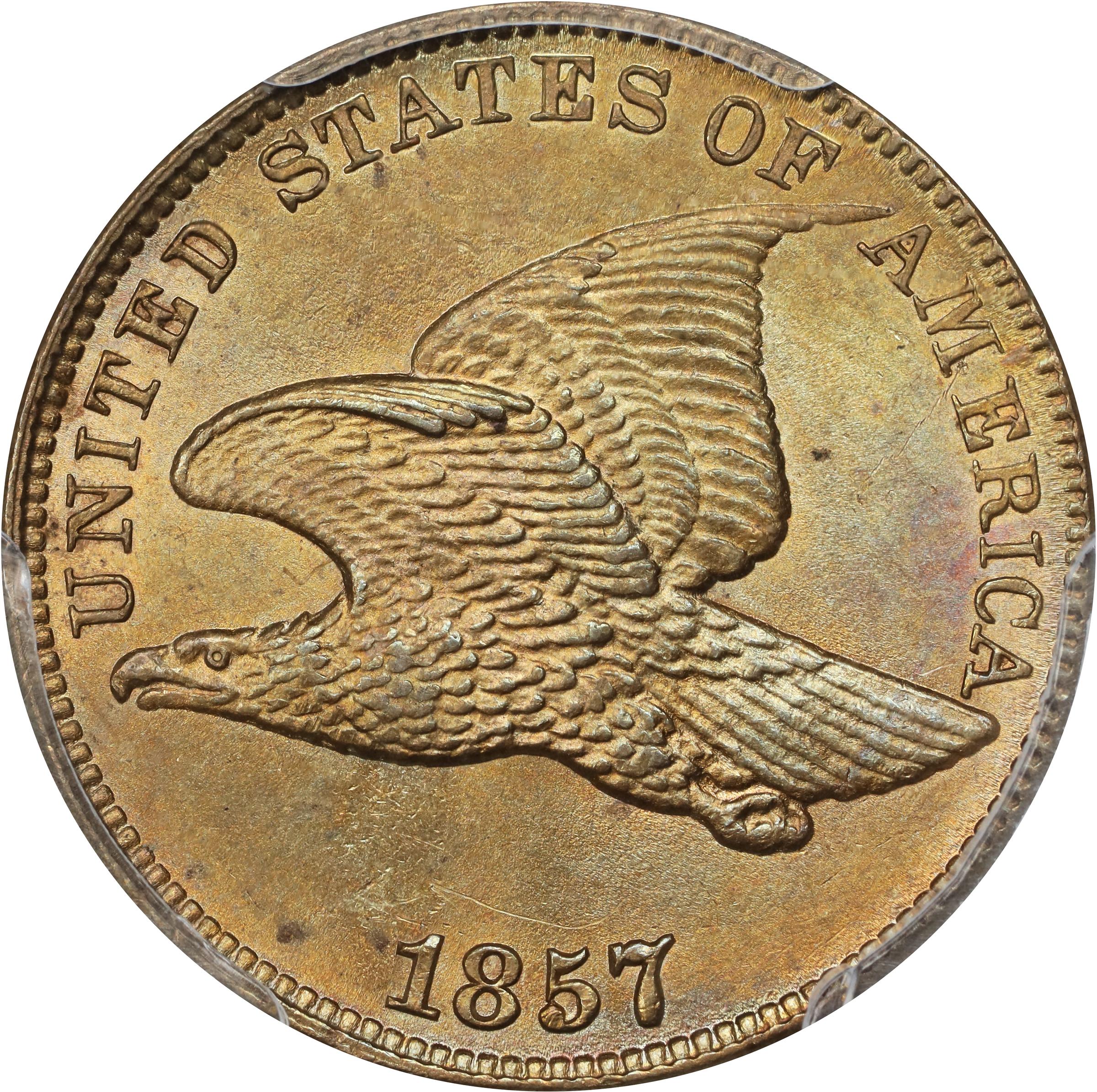 1857 Flying Eagle Cent. Snow-2, FS-401b. Type of 1856. MS-65 (PCGS