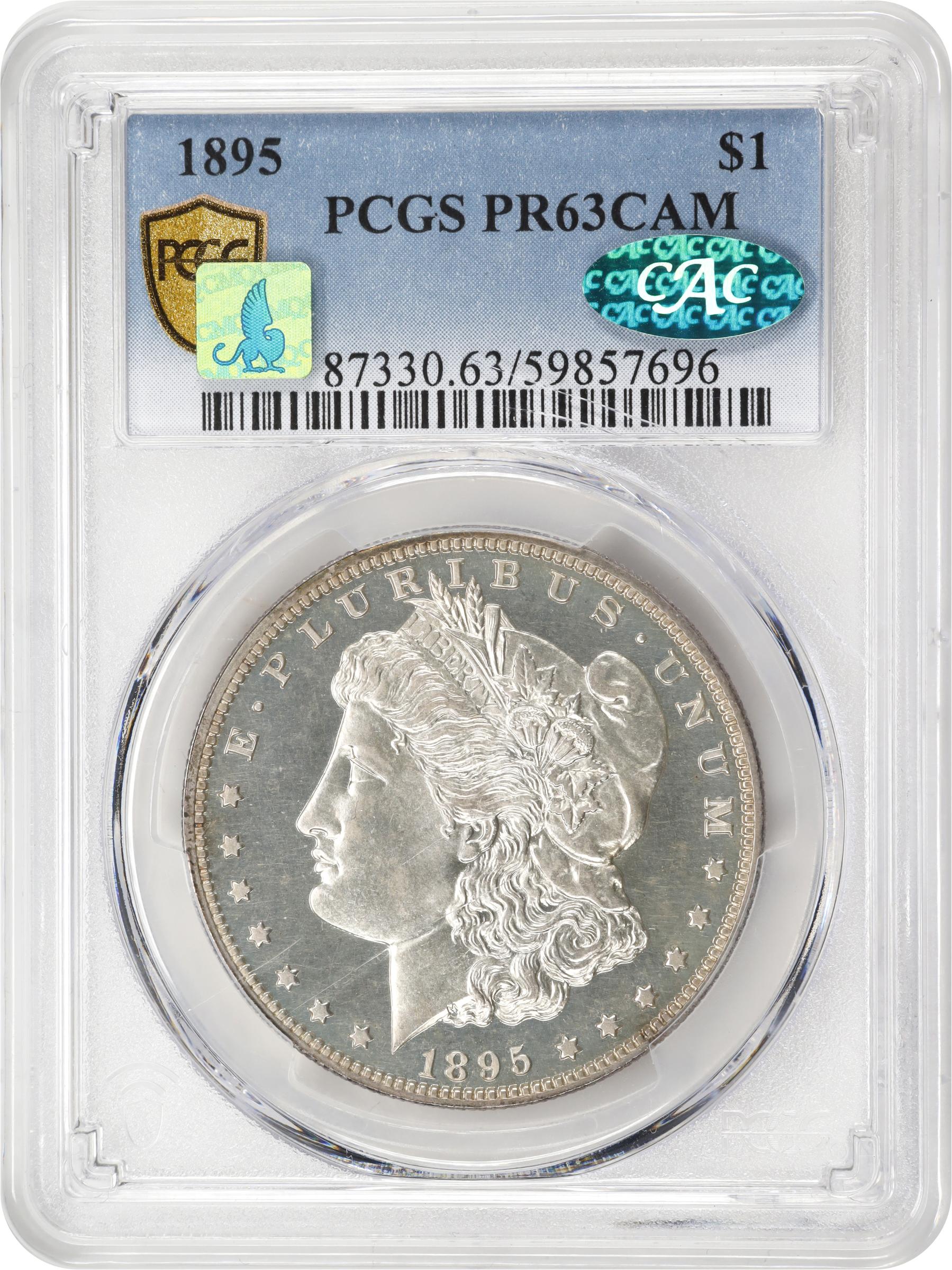 1895 Morgan Silver Dollar. Proof-63 Cameo (PCGS). CAC. CMQ