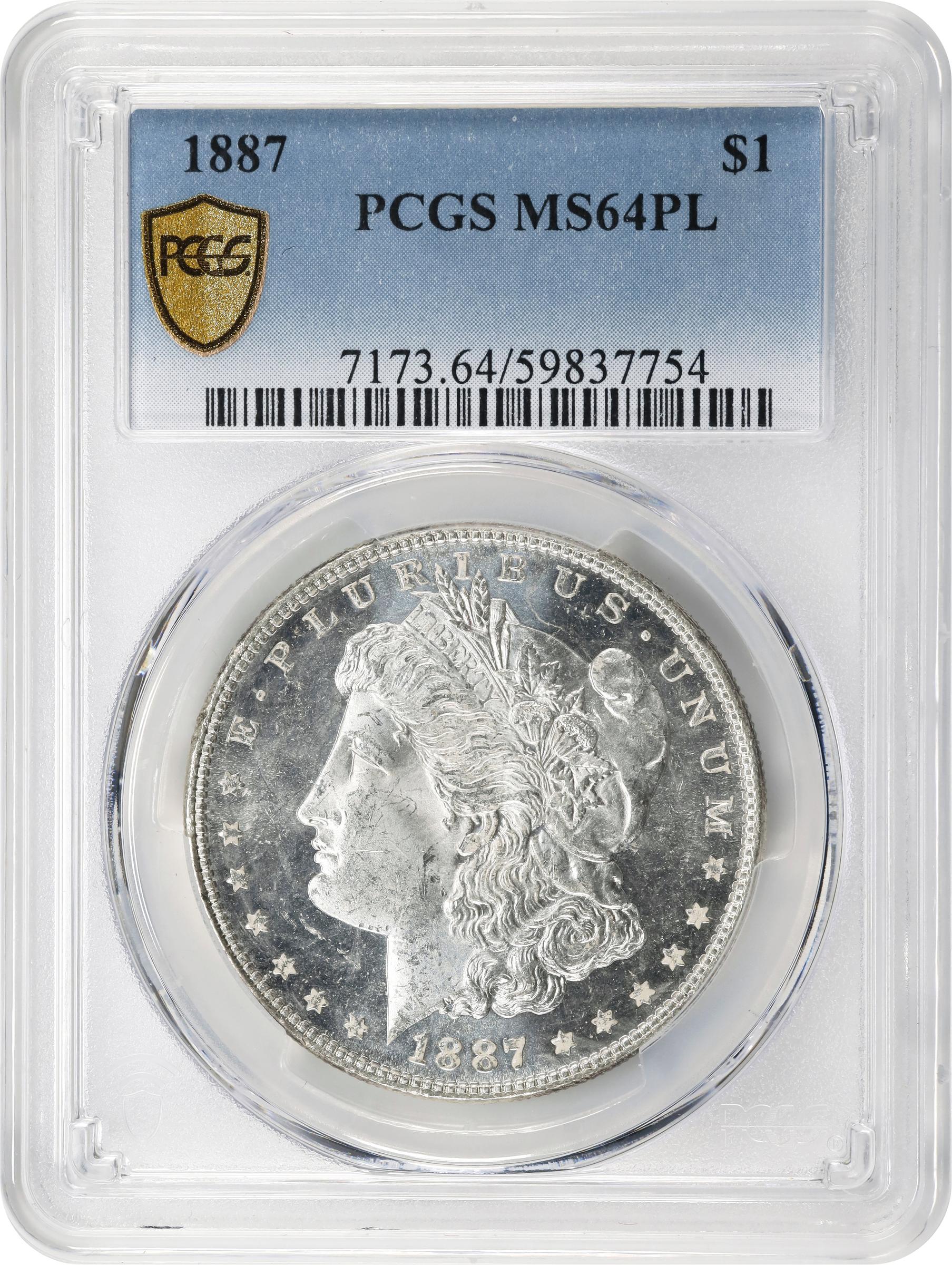 1887 Morgan Silver Dollar. MS-64 PL (PCGS)., MS64PL - PCGS Auction