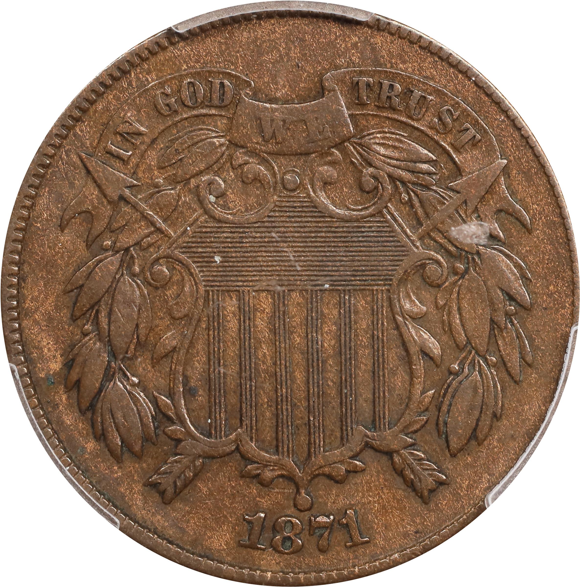 1871 Two-Cent Piece. VF-35 (PCGS)., VF35BN - PCGS Auction Prices