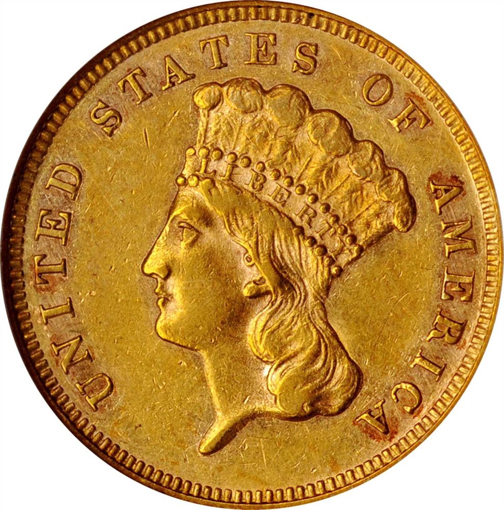 1867 Three-Dollar Gold Piece. AU-58 (NGC)., AU58 - PCGS Auction Prices