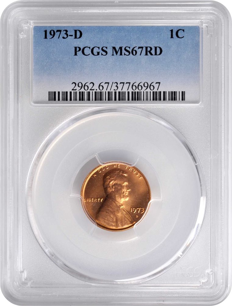 1973-D Lincoln Cent. MS-67 RD (PCGS)., MS67RD - PCGS Auction Prices