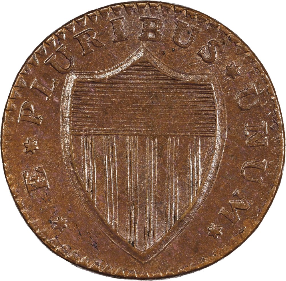 1787 New Jersey Copper. Maris 46-e, W-5250. Rarity-1. Outlined