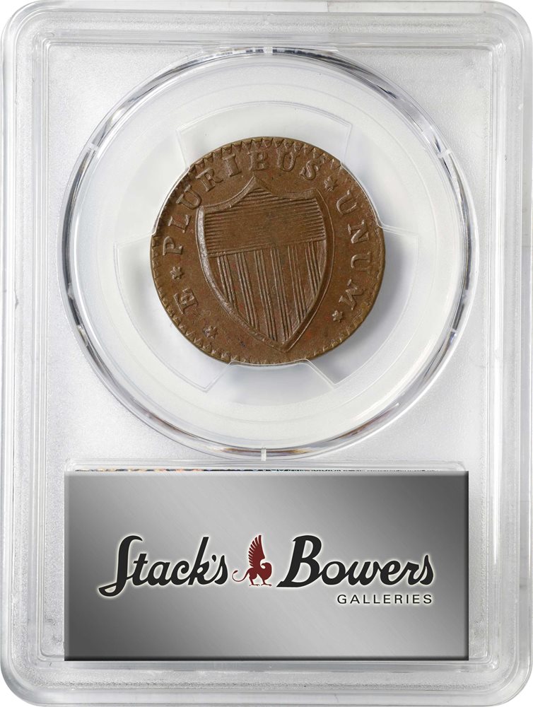 1787 New Jersey Copper. Maris 46-e, W-5250. Rarity-1. Outlined