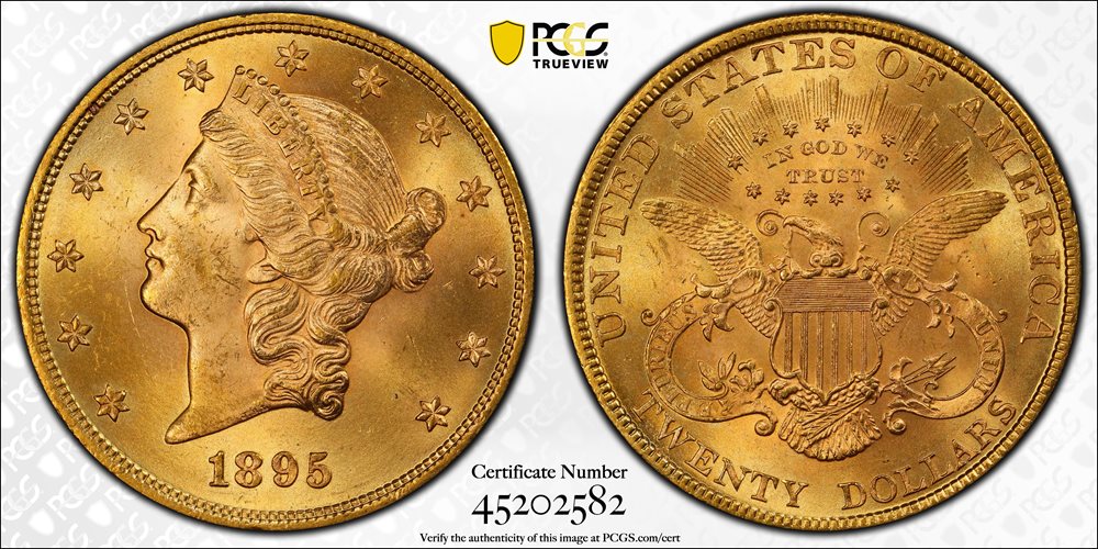 1895 Liberty Head Double Eagle. MS-64+ (PCGS)., MS64+ - PCGS