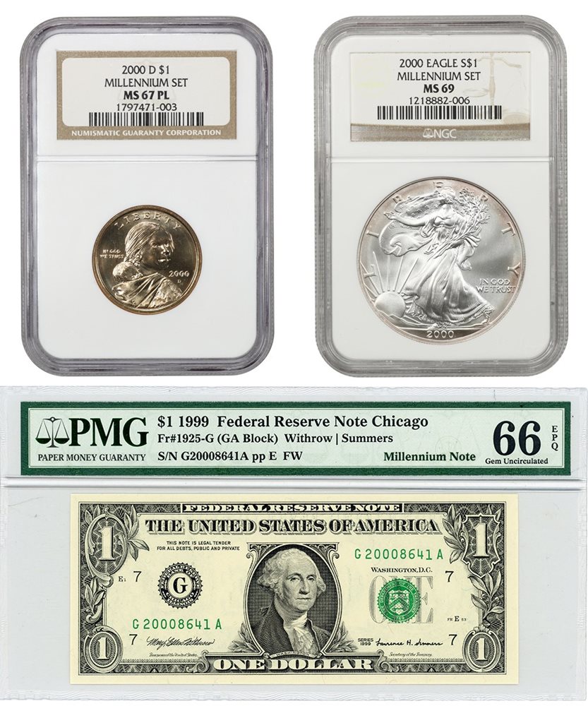 2000 Millennium Set NGC/PMG Graded (Eagle-MS69, SAC-MS67PL, Note