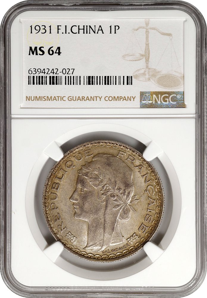 FRENCH INDO-CHINA. Piastre, 1931. Paris Mint. NGC MS-64., MS64BN 
