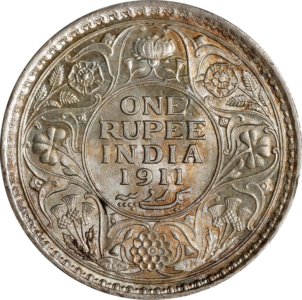 INDIA. Rupee, 1911. Calcutta Mint. George V. PCGS MS-65., MS65