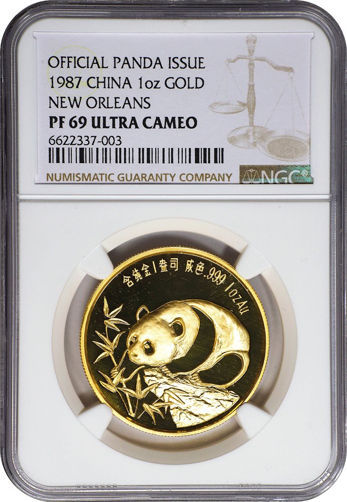 CHINA. Gold 1 Ounce Medal, 1987. Panda Series, Sino-American
