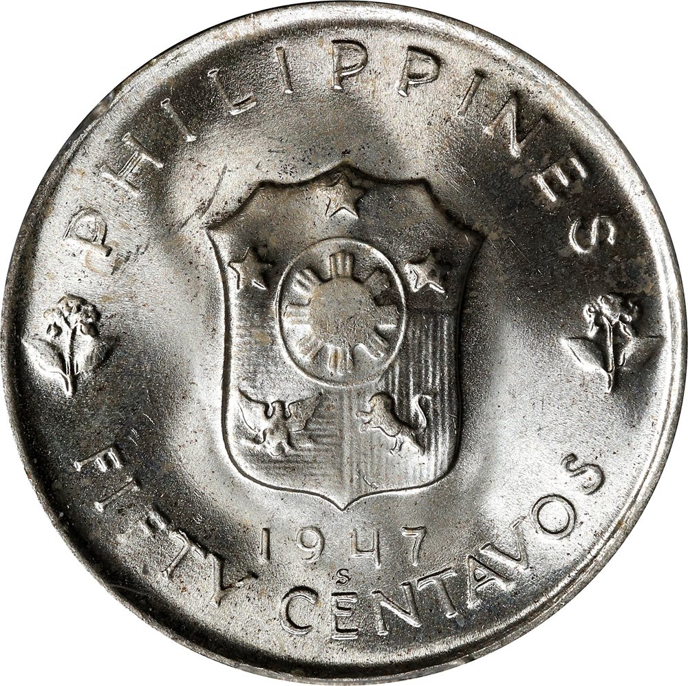 PHILIPPINES. 50 Centavos, 1947-S. San Francisco Mint. PCGS MS-65
