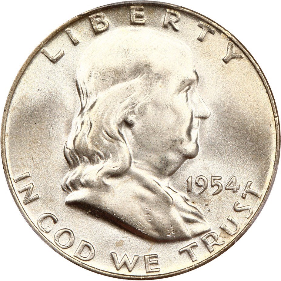 1954-D Franklin Half Dollar //// Gem BU *FBL* //// 90/% Silver //// 1 Coin 1