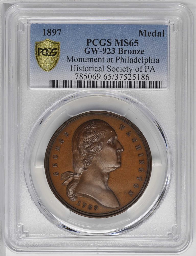 Circa 1897 Monument at Philadelphia medal. Musante GW-923, Baker-U