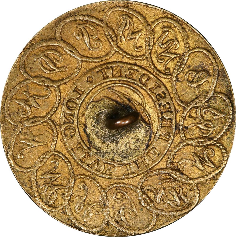 Circa 1789 Washington Inaugural Button. Script GW with Linked
