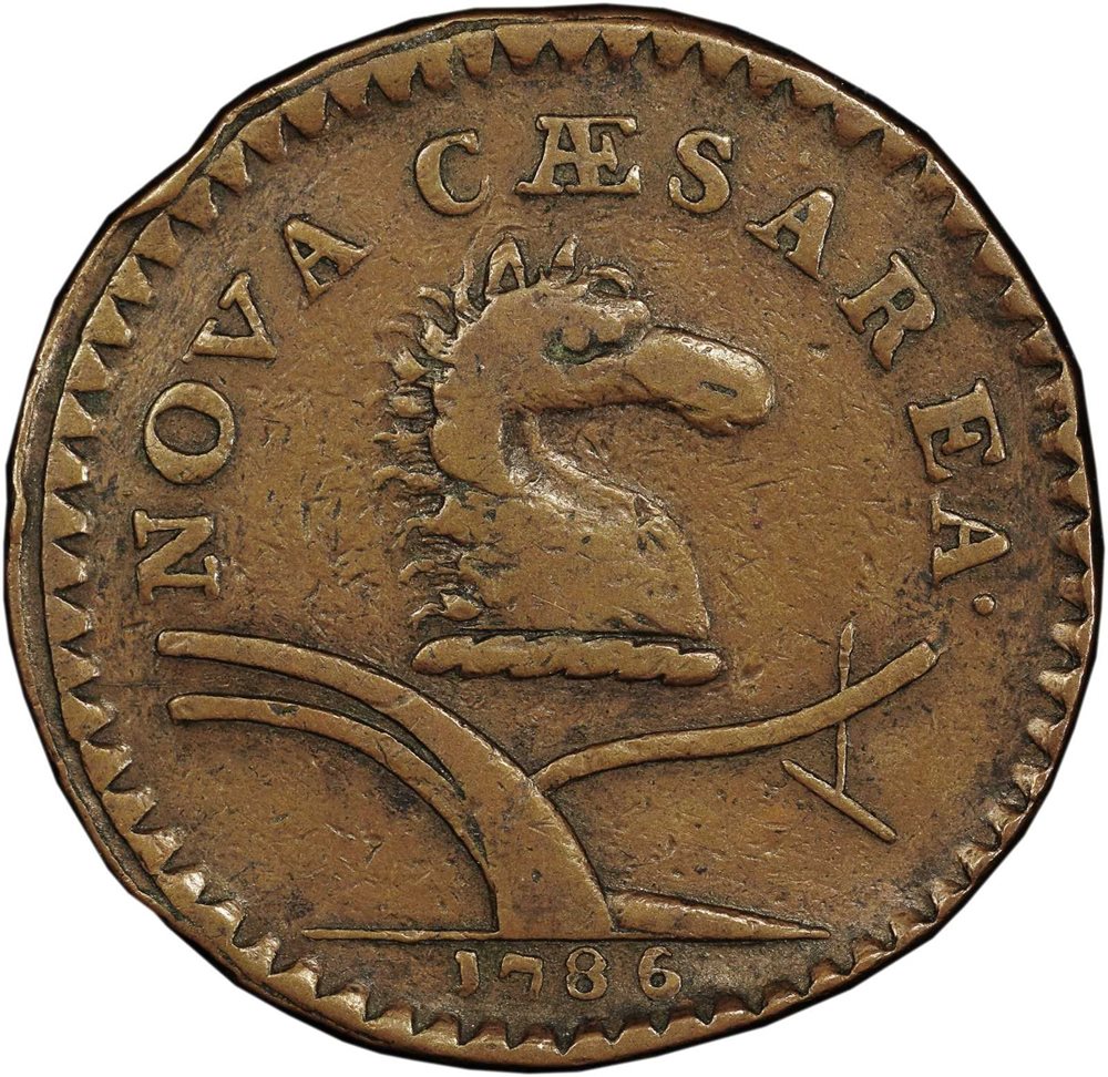 1786 New Jersey copper. Maris 10-G. Rarity-6+. No Coulter. VF-30