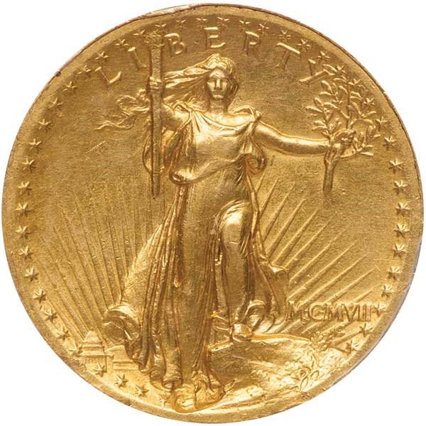 $20 1907 HIGH RELIEF-WIRE RIM PCGS AU50 CAC, AU50 - PCGS
