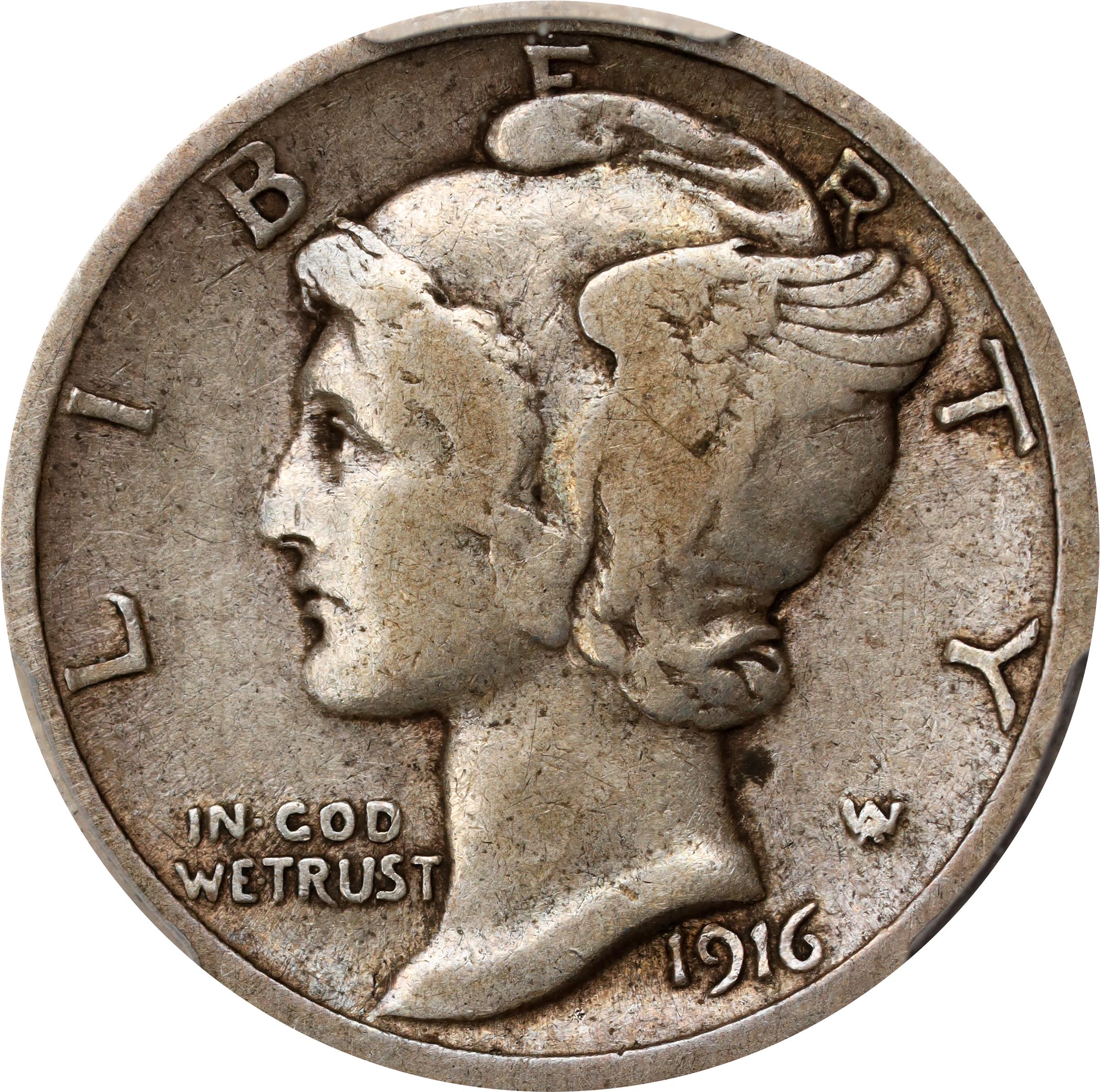 「1916年-D」 マーキュリー銀貨【激レア】【美品】 USA-CD-916S__98794.1738091311.