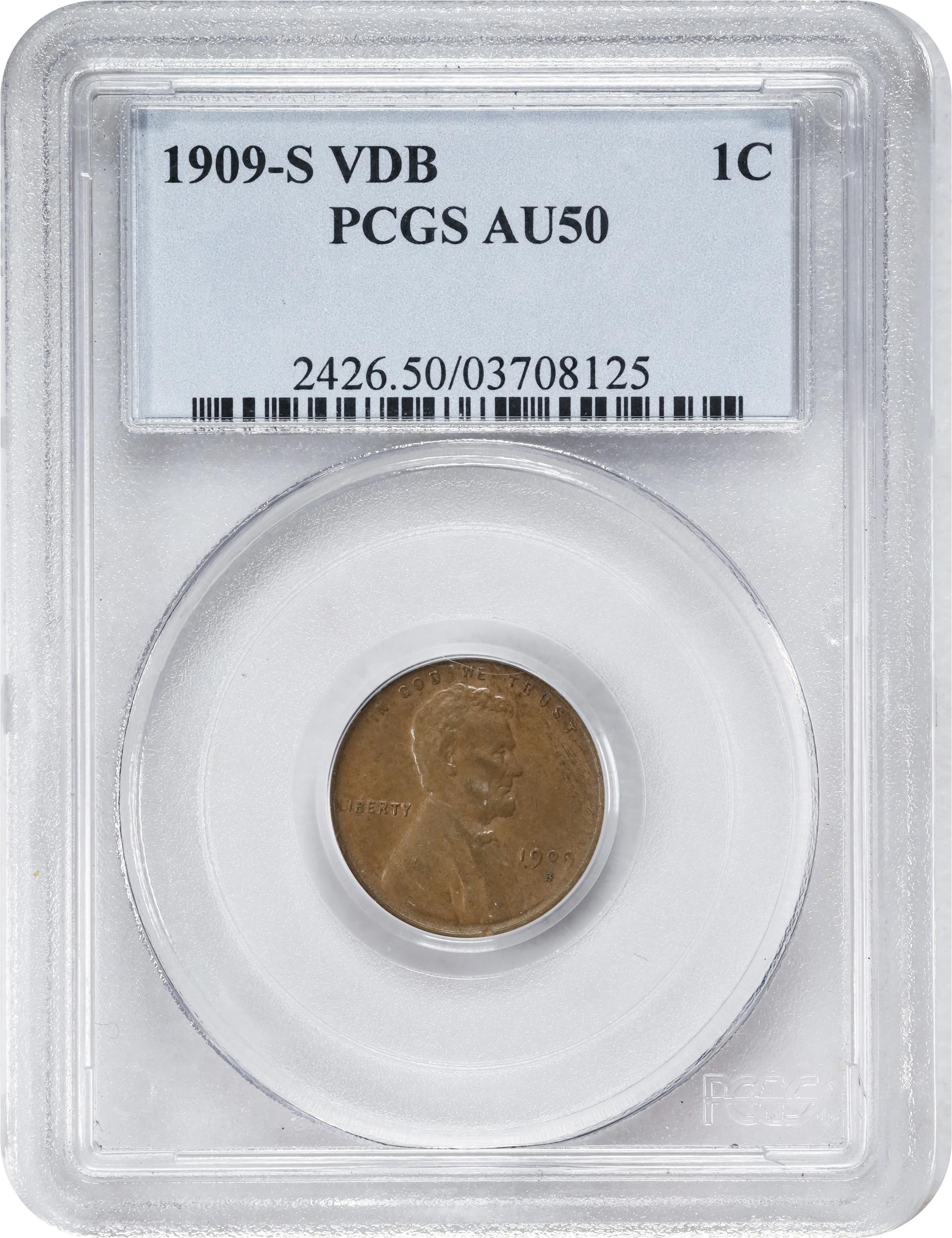 1909-S Lincoln Cent. V.D.B. AU-50 (PCGS)., AU50BN - PCGS Auction