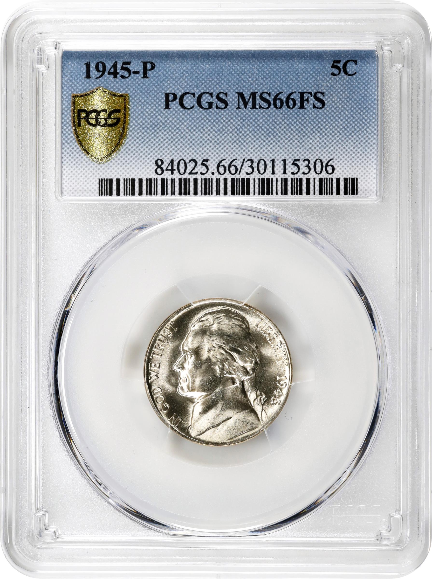 1945-P Jefferson Nickel. MS-66 FS (PCGS)., MS66FS - PCGS Auction