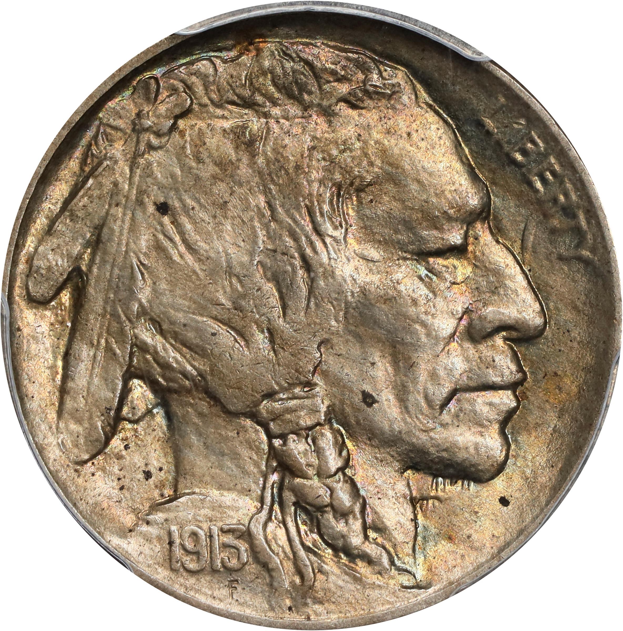 1913 Buffalo Nickel. Type II. FS-1801. Doubled Die Obverse. MS-64