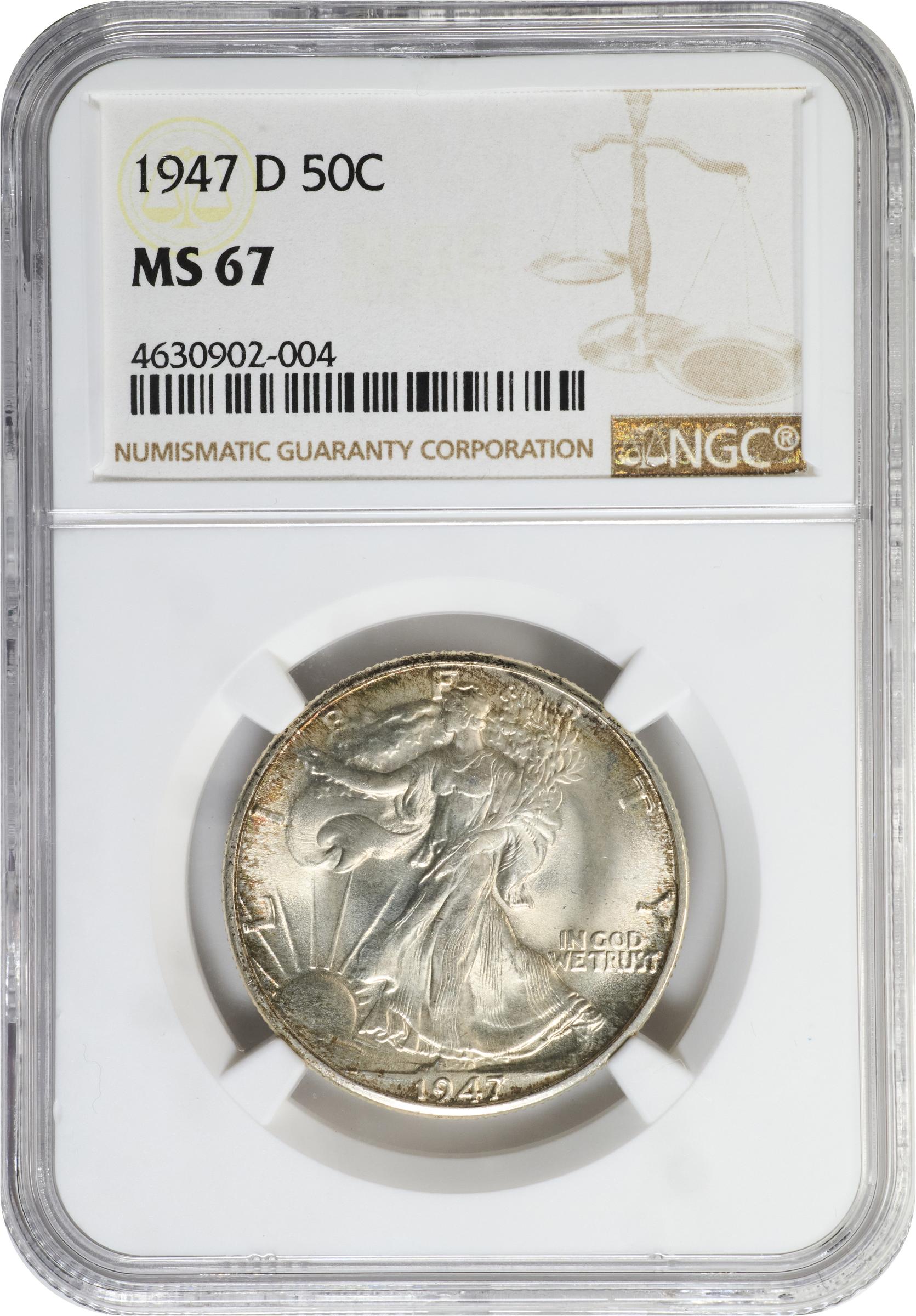 1947-D Walking Liberty Half Dollar. MS-67 (NGC)., MS67 - PCGS